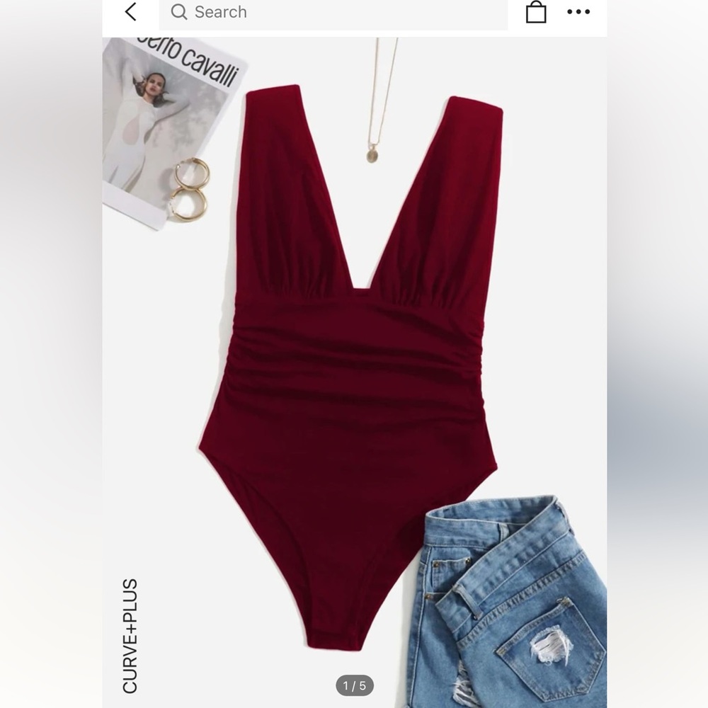 Plus Plunging Neck Tank Bodysuit